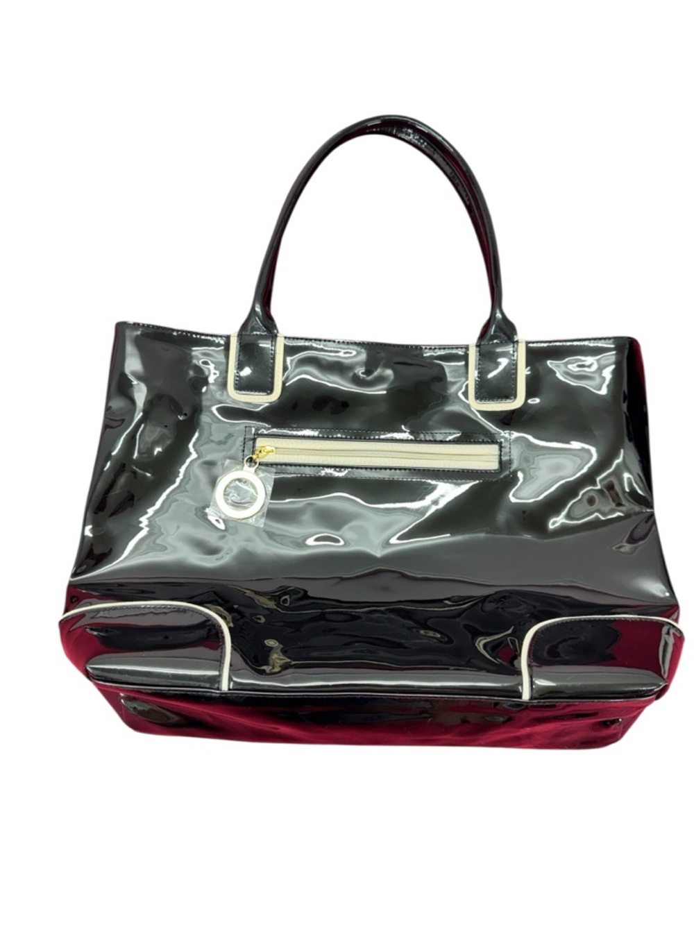 Stee lauder Classic Black Patent Tote with Gold Accent - Picture 2 of 10